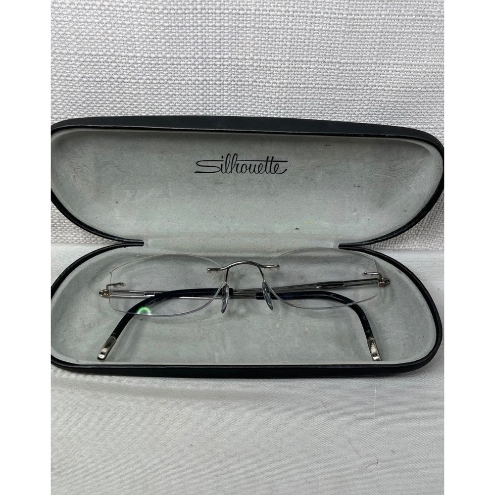 Silhouette Rimless Eyeglasses Silver Tone Metal Frames with Case Women